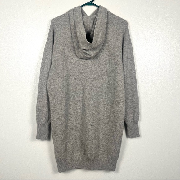 Naadam Wool & Cashmere Heather Gray Hooded Sweater Tunic Sweatshirt Dress Small - Picture 7 of 7